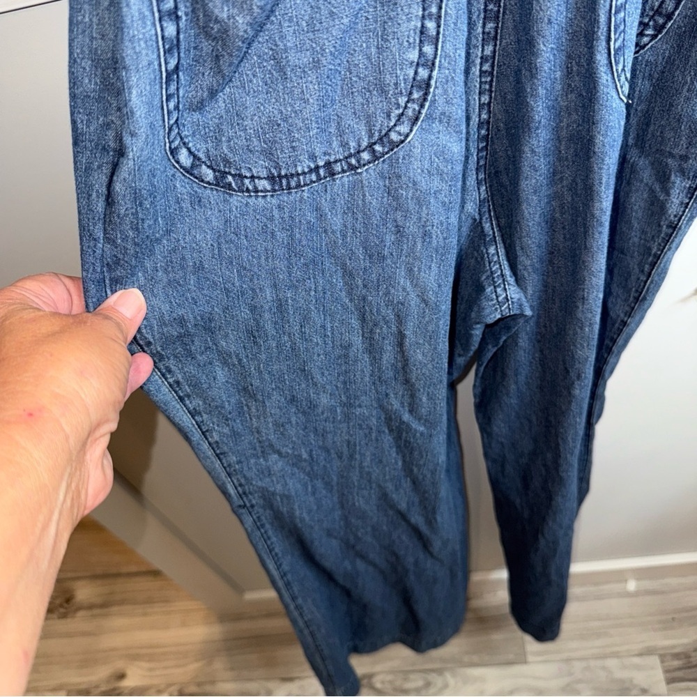 Stylish Blue Denim Women's wide Leg Overalls - Picture 10 of 11